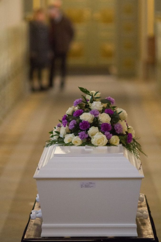 White Casket in Singapore at Chinese Funeral